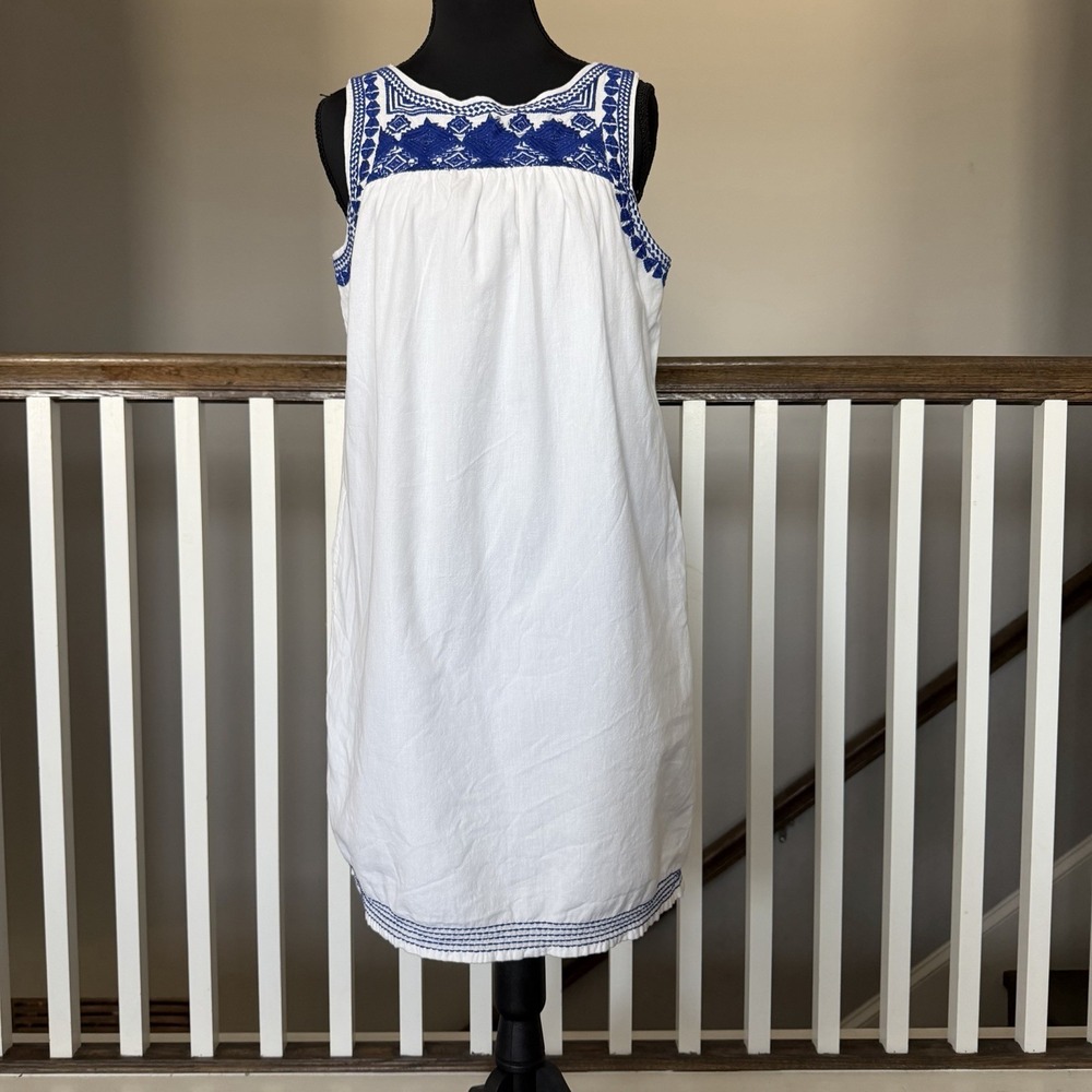 C&C California Womens S Boho Embroidered 100% Cotton Dress Pockets Resort Preppy